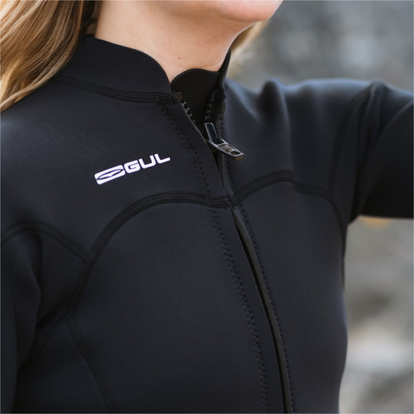 2026 Gul Womens Response Natur 3mm Front Zip Jacket RE6305-BKBK - Black
